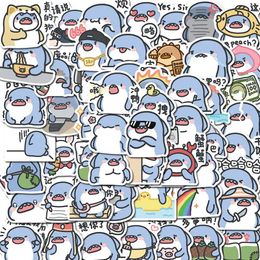60PCS Skateboard Stickers Cartoon Fat Sharks For Car Baby Scrapbooking Pencil Case Diary Phone Laptop Planner Decoration Book Album Kids Toys DIY Decals