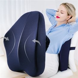 Memory Foam Lumbar Support Cushion For Back Waist Orthopedic Pillow Coccyx Office Chair Cushion Car Seat Pain Relief Massage Pad 220406