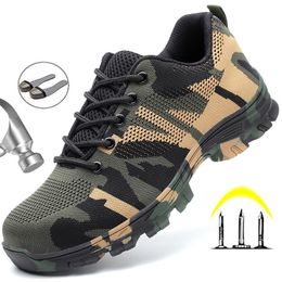 Air Mesh Work Safety Boots Men AntiPiercing Indestructible Shoes Men Boots PunctureProof Sneaker Steel toe shoes Y200915