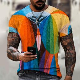 Men's T-Shirts Summer Style Short Sleeves Colourful 3d Men's Top O-neck Design All-printed 6xl Plus Size Casual WearMen's