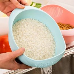 Rice Sieve Plastic Colander Sieve Rice Washing Filter Strainer Basket Kitchen Tools Food Beans Sieves Bowl Drainer Clean