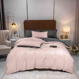 Direct Broadcast Washed Cotton Frosted Aloe Lint Skin Friendly Embroidery Four Piece Set Light Luxury Wind Solid Colour