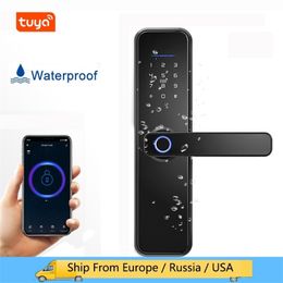 Waterproof New smart LockFingerprint Tuya APP WiFi Home Security RFID Card Electronic password door lock 201013