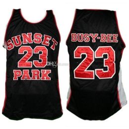 Nikivip Busy-Bee #23 Sunset red black Park Movie Retro Basketball Jerseys Mens Stitched Custom Any Number Name