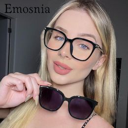 Fashion Sunglasses Frames Dual Purpose Magnetic Polarized For Women Square Transparent Anti Blue Light Glasses Frame Female EyewearFashion