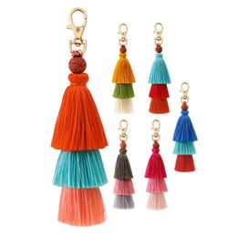 Hooks & Rails Colourful Tassel Bag Charm Keychain Boho Handmade Fringe Cute Keychains For Women Handbag Purse Key Chain GirlsHooks HooksHooks