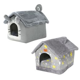 Washable Dog House Cosy Pet Bed Winter Warm Cave Nest Teddy Puppy Sleeping Bed for Cats and Dogs All Seasons Universal Pet 210401