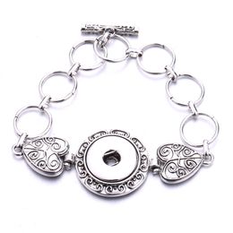 Vintage Silver 18mm snap button heart charm Bracelet silver gold link chain snaps buttons Bracelets Jewelry for women men