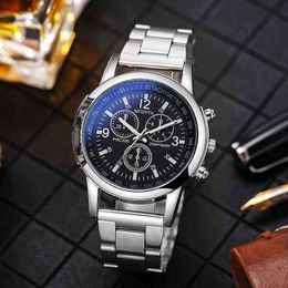 Leisure Business Silver for Men Sports Mens Top Brand Luxury Clock Male Business Quartz Wrist Relogio Masculino Y220707