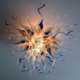 modern art glass UK - Modern Chandeliers el House Art Decoration Lamps Hand Blown Glass Chandelier Colored Deco Small Artistic Ceiling Pendant Lamp T266Y