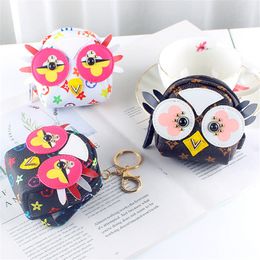Mini Backpack Key Chains Coin Purse Keychains Rings Brown Flower Leather Owl Car Keyrings Holder Fashion Pouches Bag Jewelry Animal Pendant Trinkets Accessories