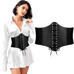 Belts Wide PU Leather Slimming Body Waistband For Women Elastic Waist Lace-up Tied Waspie Corset Ladies HalloweenBelts