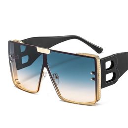 Large Frame B Letters Sunglasse Luxury Retro Square Metal Sun Glasses Men Fashion Gradient Shades Lady 220629