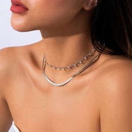 2022 Bohemian Metal Snake Chain Necklace For Women Fashion Imitation Pearl Pendant Fine Chain Sexy Beach Combination Necklace