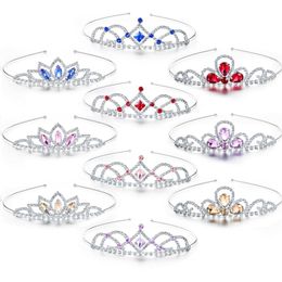 Hair Clips & Barrettes 3pcs/set Girls Princess Rhinestone Crown Colourful Crystal Tiara Headband For Kid Bride Wedding Jewellery AccessoriesHai