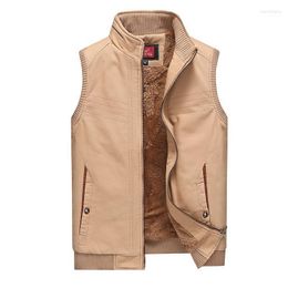 Men's Vests 4XL Mens Winter Thicken Fleece Vest Waistcoat Cotton Sleeveless Casual Jacket Male Super Warm Clothing Khaki Men Kare22