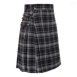 Men's Pants Mens Fashion Scottish Style Plaid Contrast Color Pocket Pleated SkirtMen's Naom22