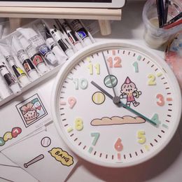 Wall Clocks Clock DIY Cute Small Creative Hanging Children's Bedroom Table Living Room Household Graffiti Ins Wind ClockWall