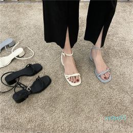 Sandals Clear Heels Comfort Shoes For Women Straps Cross-Shoes Suit Female Beige Summer Buckle Open Toe Black High FashionSandals