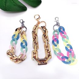 Keychains Long Acrylic Plastic Link Chain Keychain Big Macaron Colour Handmade Key Ring For Girsl Gifts Handbag Charms Miri22