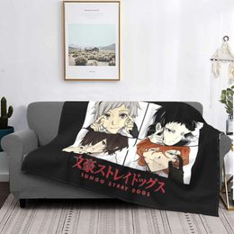 Blankets Bungou Stray Dogs Anime Blanket Dazai Osamu Nakahara Chuuya Fleece Throw Home Couch Printed Soft Warm Bedspread