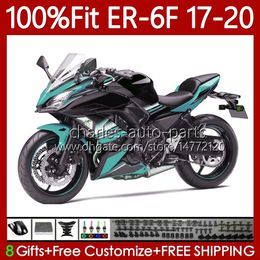 OEM Fairings For KAWASAKI NINJA 650R ER6 F ER 6F 650 R ER-6F ER6F 17 18 19 20 Bodywork 137No.41 ER6-F 2017 2018 2019 2020 650-R 2017-2020 Cyan black Injection Mold Body Kit