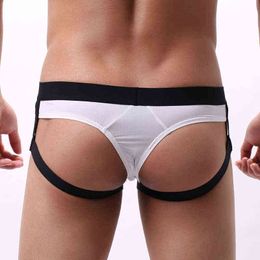 Men Sexy Straps Leg Belt G Tring Gay Man Erotic Lingerie Hollow Butt Brief Socks Bondage Underwear Man Sexy Bulge Pouch Panties G220419