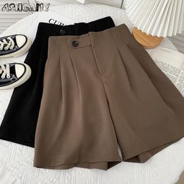 High Waist Shorts Sashes Belted Women Loose Pockets Spring Summer Casual Streetwear Fashion 220602