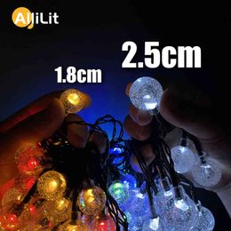 LED Crystal Larger cm Ball Solar Light Outdoor IP Waterproof String Fairy Lamps Solar Garden Christmas Garlands Decoration J220531