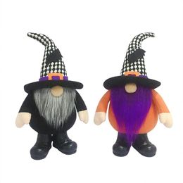 Party Decoration Halloween Gnomes Standing Plush Decor Dwarf Ornaments For Bookshelf Home Shining Silky Bright Beard Bat Hat