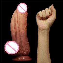 24.5cm Long Dildo Huge 8cm Thick Realistic Penis Females Masturbation Tools Soft Silicone Sucker Big Dick sexy Toys for Women Gay