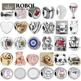 925 Silver Fit Pandora stitch Bead Rabbits and Heart-shaped Beads Show Charm Charms Bracelet Charm Beads Dangle DIY Jewellery Accessories T016