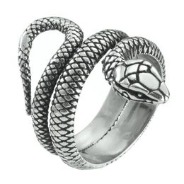 -Anillo de serpiente 316L Joyas de acero inoxidable MANBA SIPTIE UNISEX Cobra Gold Silver Serpent Ring Tamaño 6-13227J