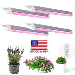 Stock IN US LED Grow Light 2ft Full Spectrum LEDs Fixture 20W Apparecchio di illuminazione per impianti ad alto rendimento Temporizzazione Sostituzione della luce solare Luci crescenti per piante da interno Confezione da 8