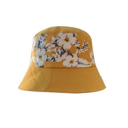 Berets Women Men Harajuku Bucket Hat Cotton Fishing Hip Hop Cap Floral Pattern Sun Flat Top Fisherman Hats Sunscreen