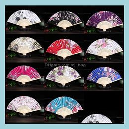 Party Favour Event Supplies Festive Home Garden 15Styles Vintage Bamboo Fancy Folding Fan Hand Flower Chines Dhdi4