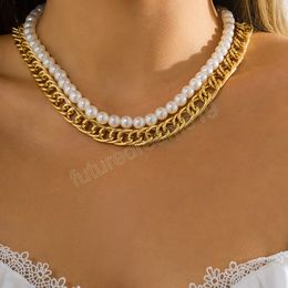 Vintage Imitation Pearl Handmade Beaded Clavicle Necklace Set Women's Gothic Thick Charm Girl Creative Fashion Jewelry Necklaces