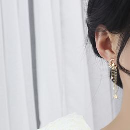 Dangle & Chandelier Micro Pave Star Moon Tassel Earrings Personality Simple Korean Long Earring