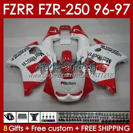 Bodywork For YAMAHA FZR250R FZRR FZR 250R 250RR FZR 250 R RR 96-97 Body 144No.21 FZR250-R FZR-250R FZR-250 FZR250 R RR 96 97 FZR250RR 1996 1997 Fairing Kit white glossy blk