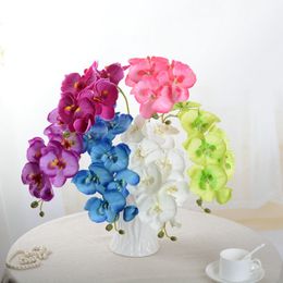 9PCS Home Wedding Decoration Fashion Orchid Artificial Flowers DIY Artificial Butterfly Orchid Silk Flower Bouquet Phalaenops