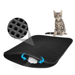 Pet Cat Waterproof Litter Mat Double Layer Bed Pads Trapping s Box Product For s Accessories 220323