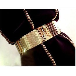 Belts (10 Piece/lot) Gold For Women Metal Belt Luxury Cinturones Mujer 4.5cm Wide Elastic