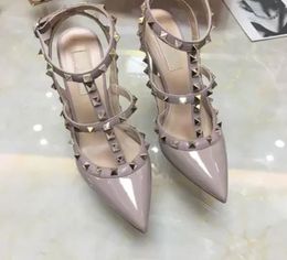 Fashion Style Shoes Quality Sandals Women Star High Heels 6 8 10cm pumps Genuine Leather Sheepskin 39Color Size Eur 34-42 With box