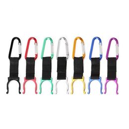 Drinkware Handle Fashion Creative Metal & Ribbon Locking Carabiner Clip Water Bottle Buckle Holder Camping Snap hook clip-on SN4598