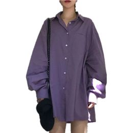 Women's Blouses & Shirts Vintage Collar Long Sleeve Shirt Women Blouse Korean Elegant Purple Loose Button Up Ladies Tops Harajuku Oversized