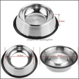 Stainless Dog Bowl Pets Steel Standard Pet Bowls Puppy Cat Food Or Drink Water Dish 77 Drop Delivery 2021 Feeders Supplies Home Garden Byd
