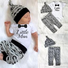 Clothing Sets Pieces Infant Born Baby Boy Outfits Clothes Set Print Letter Little Man Rompers Pants Hats Jumpsuit 0-18MClothing