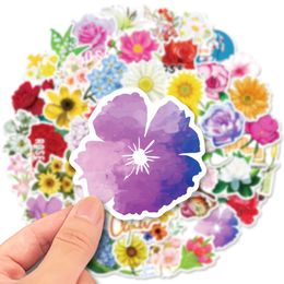 50Pcs Fresh Flowers Stickers Non-Random For Car Bike Luggage Sticker Laptop Skateboard Motor Water Bottle Snowboard wall Decals Kids Gifts