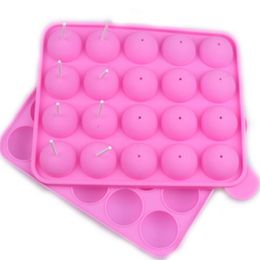 pink 20 Sets of Silicone Lollipop Moulds Baking Moulds Hard Candy Cake Mould Baking Kitchen Utensils Free 20 Paper Sticks