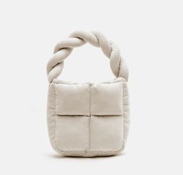 Fashion corduroy padded women small tote designer woven handle pillow handbag luxury space cotton chains shouder crossbody bags